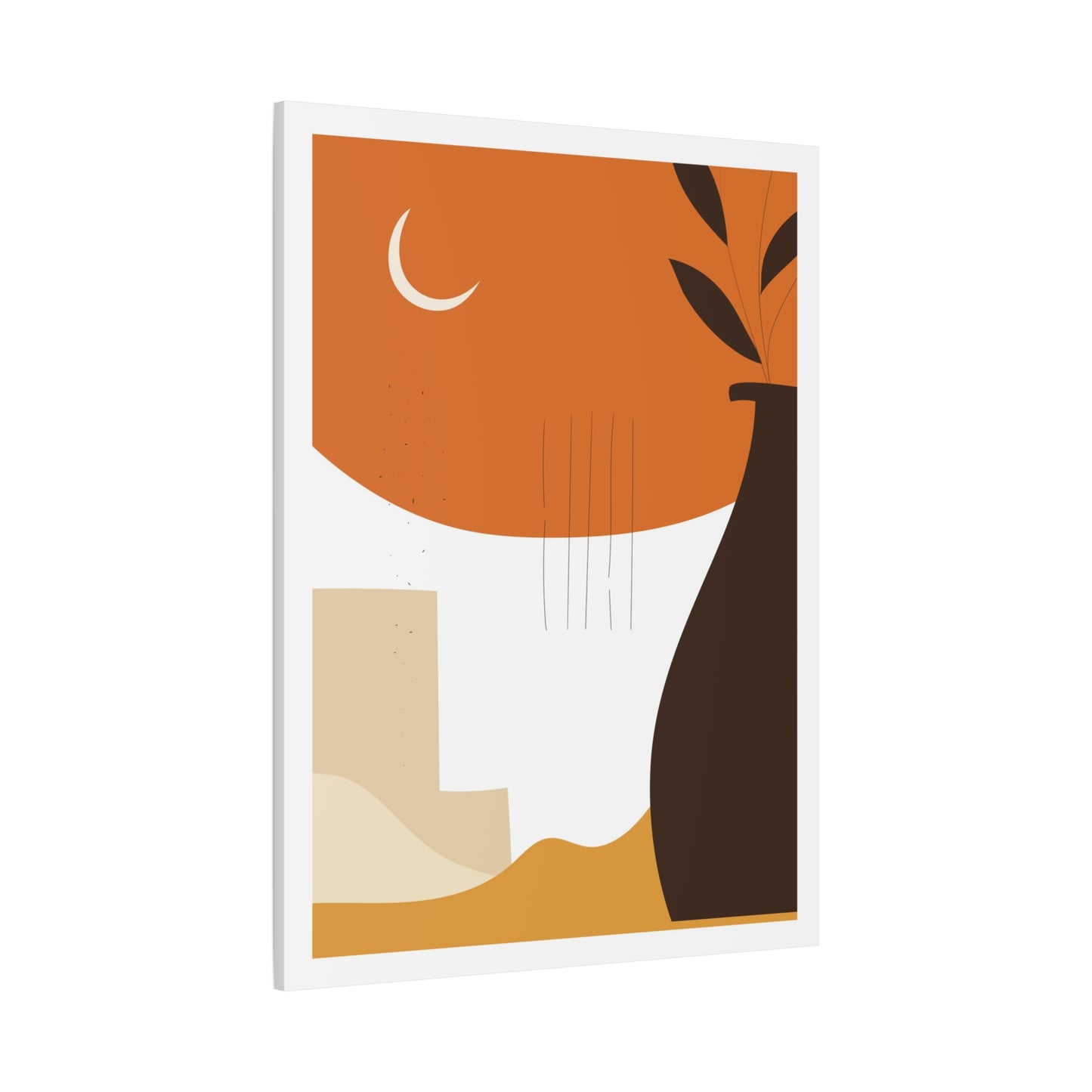Lunar Bloom Art Set 1.3 - Matte Canvas Decor with Minimalist Leaf Design