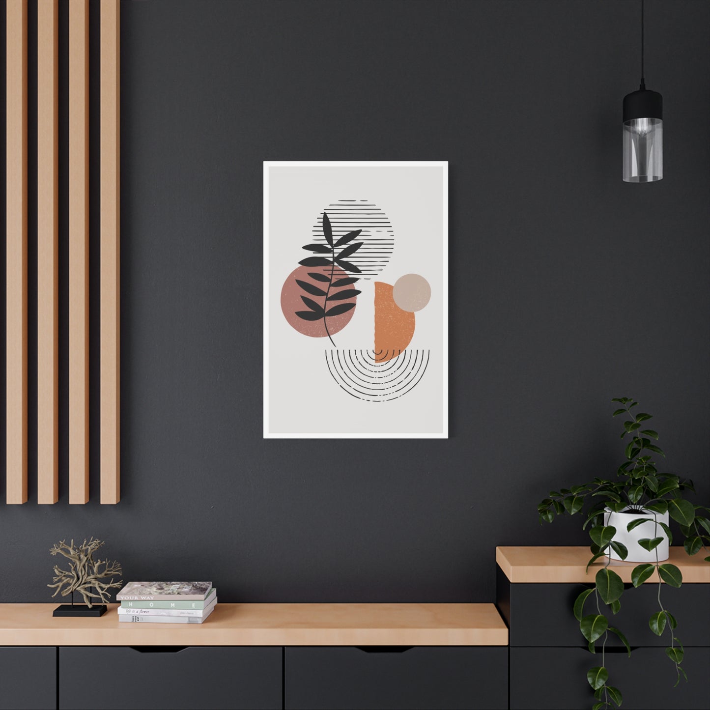 Orange Tone Flower Art Set 1.3 - Matte Canvas Decor with Minimalist Leaf Design