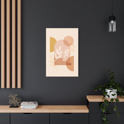 Abstract Terracotta Botanical Art Set 1.1 - Matte Canvas Decor with Minimalist Leaf Design
