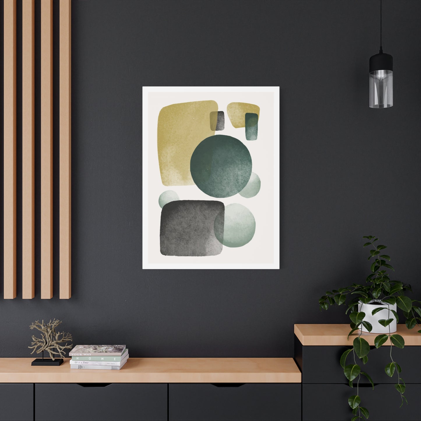 Army Green Art Set 1.1 - Matte Canvas Decor with Minimalist Leaf Design