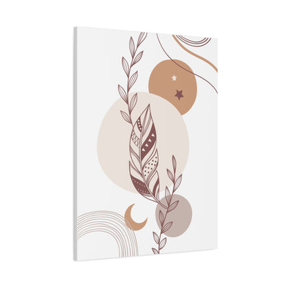 Sunset Botanica Art 1.3 - Matte Canvas Decor with Minimalist Leaf Design