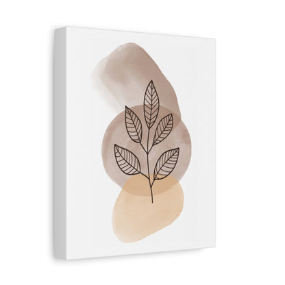 Brown Botanical Wall Art Set 1.2 - Matte Canvas Decor with Minimalist Leaf Design
