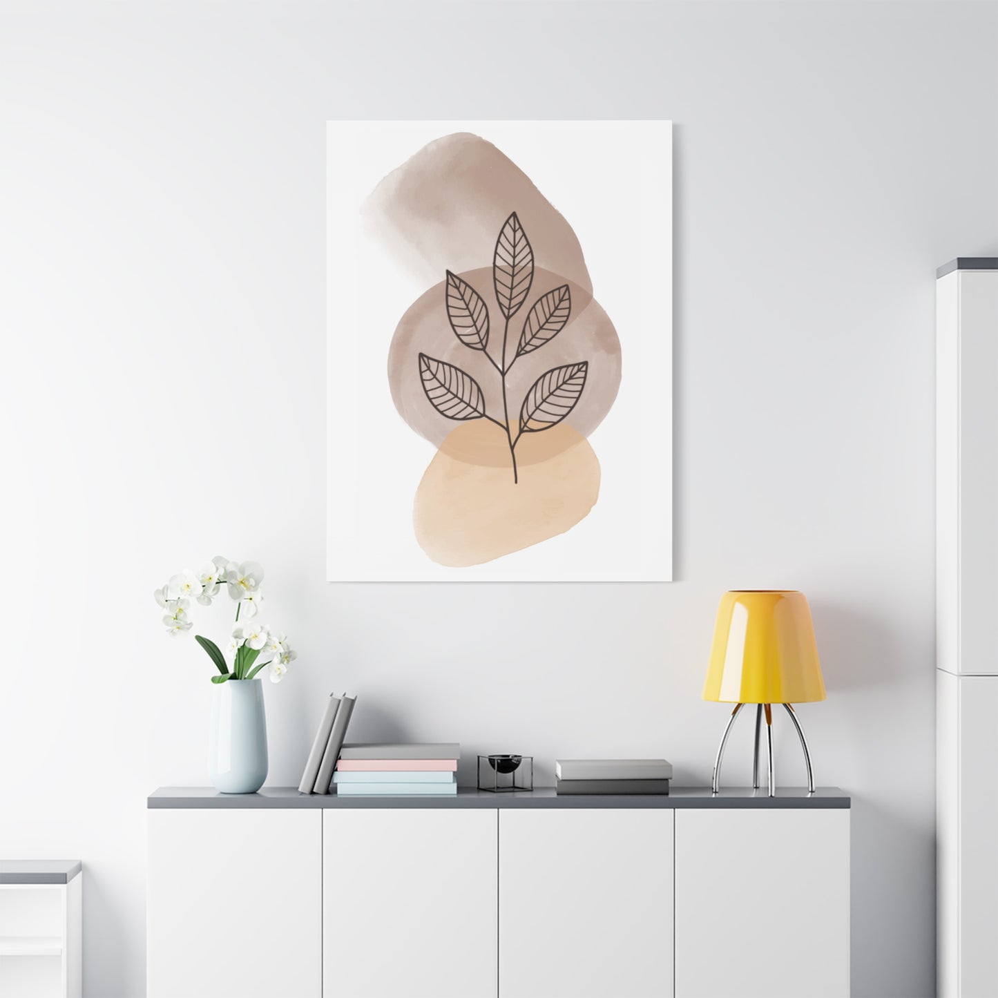 Brown Modern Botanical Wall Art Set 1.2 - Matte Canvas Decor with Minimalist Leaf Design