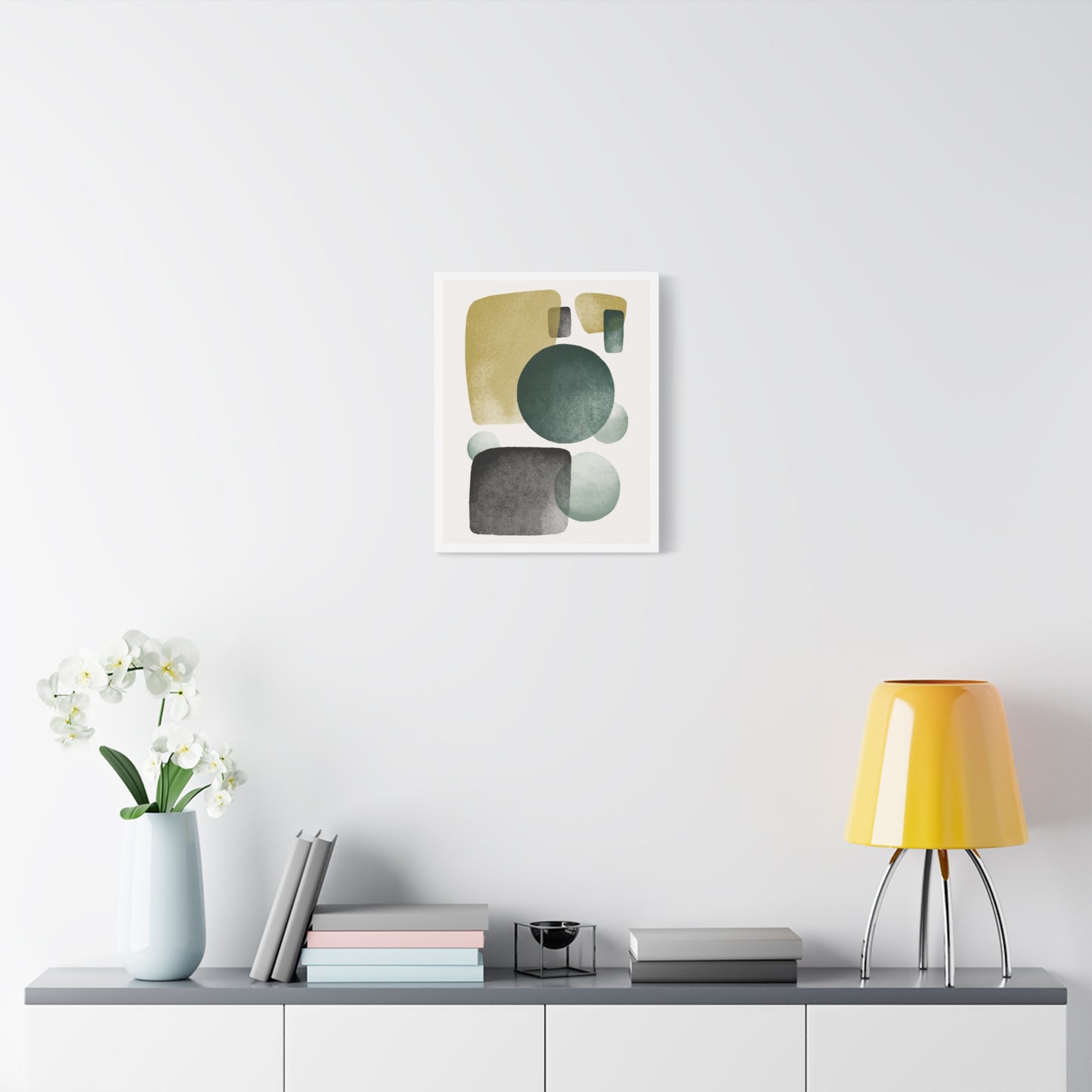 Army Green Art Set 1.1 - Matte Canvas Decor with Minimalist Leaf Design
