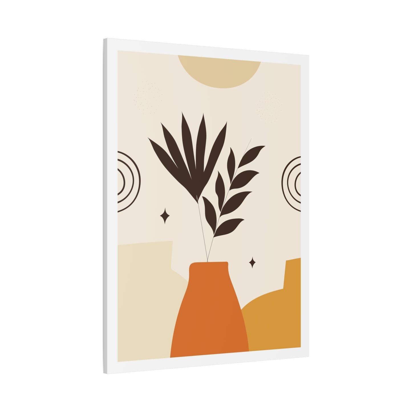 Lunar Bloom Art Set 1.1 - Matte Canvas Decor with Minimalist Leaf Design