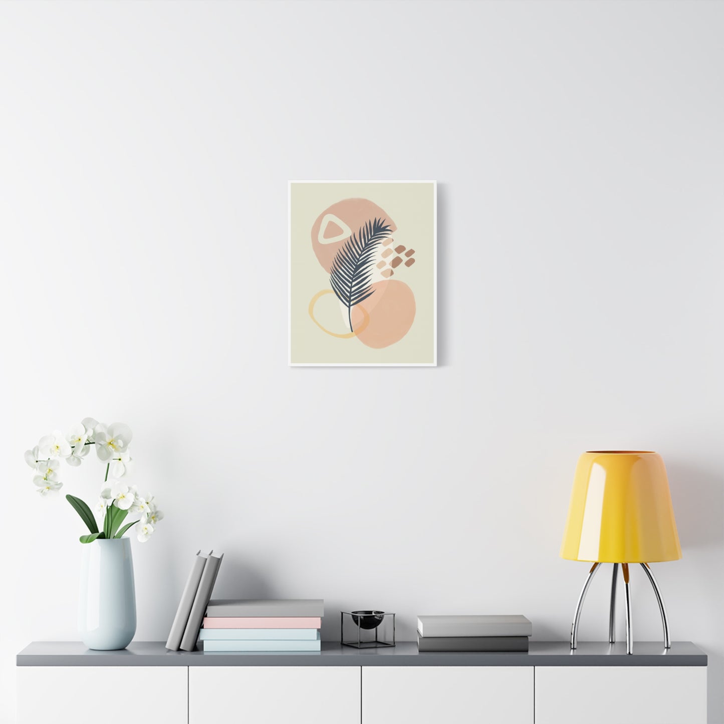 Pink Minimal  Flower Art Set 1.2 - Matte Canvas Decor with Minimalist Leaf Design