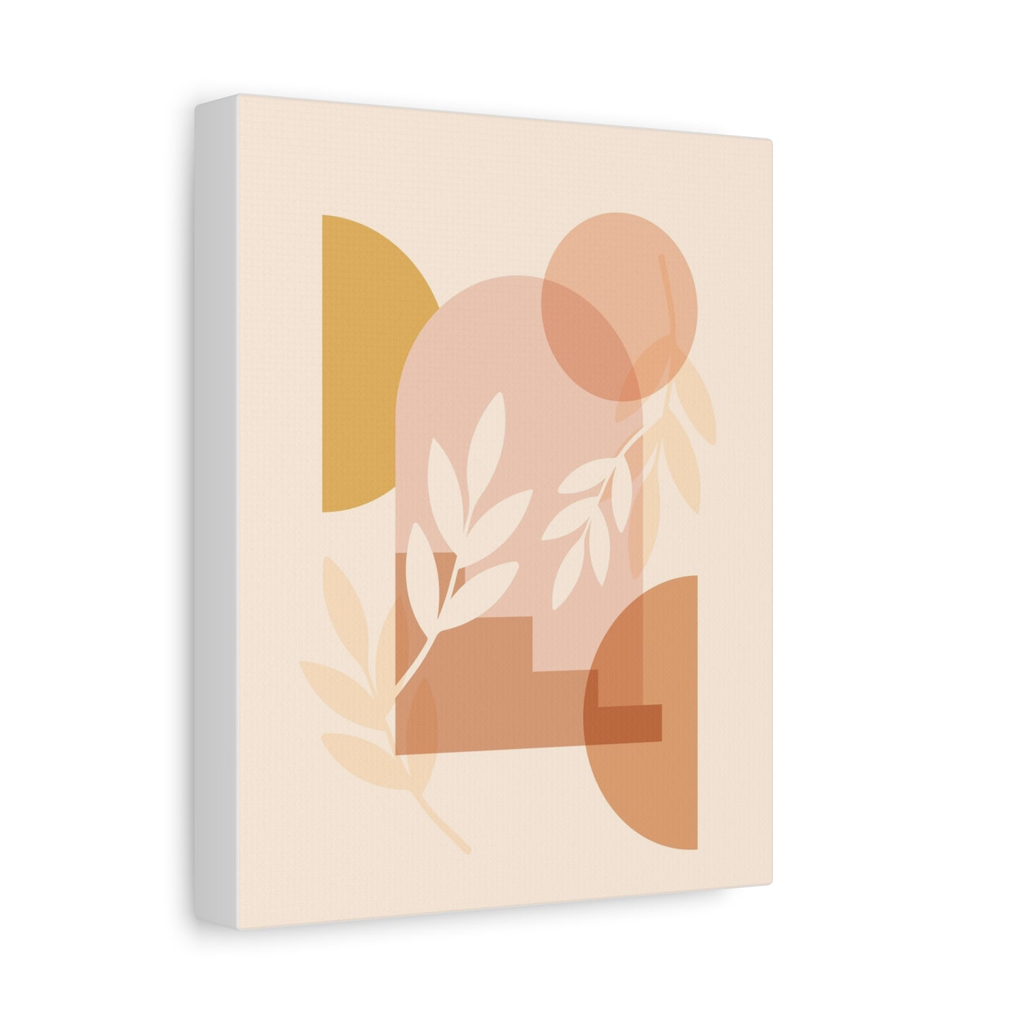 Abstract Terracotta Botanical Art Set 1.1 - Matte Canvas Decor with Minimalist Leaf Design