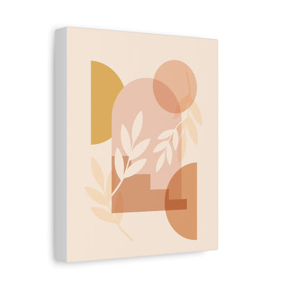Abstract Terracotta Botanical Art Set 1.1 - Matte Canvas Decor with Minimalist Leaf Design