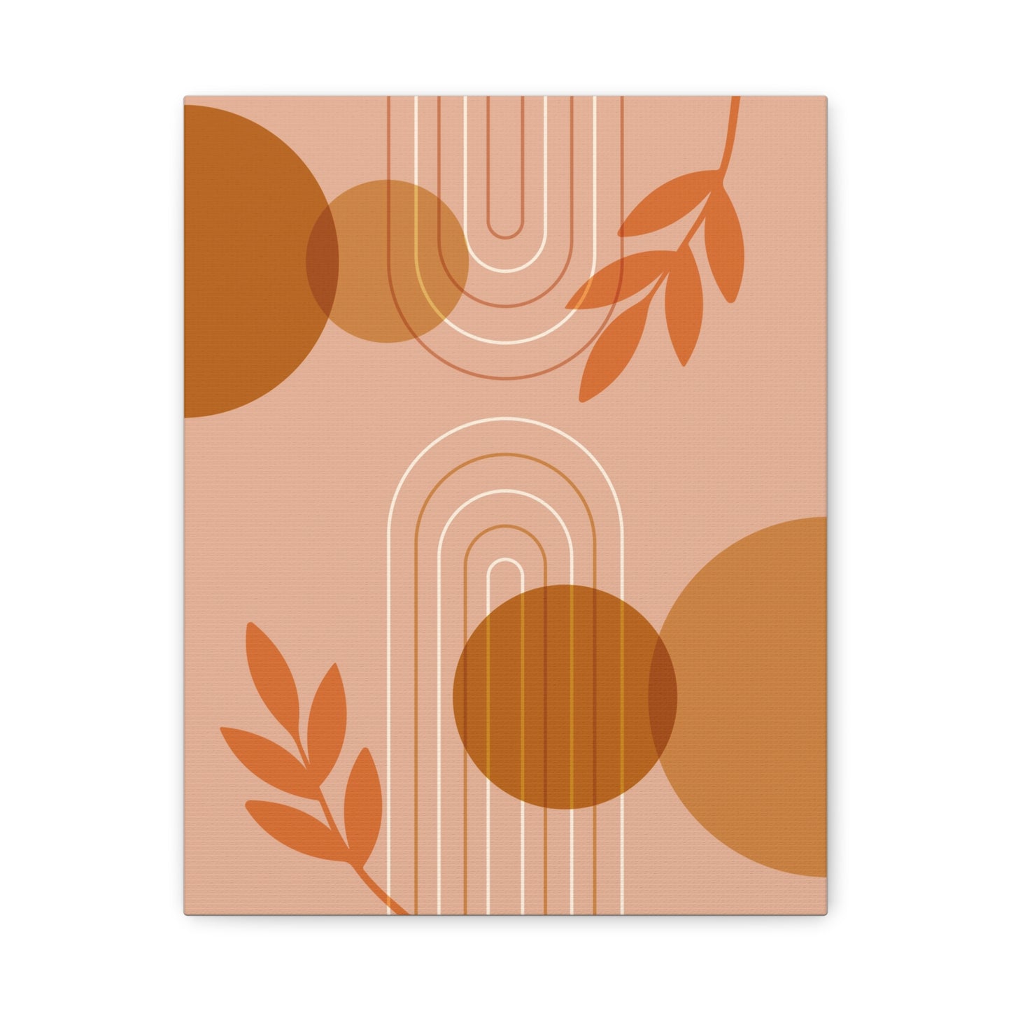 Abstract Terracotta Botanical Art Set 1.2 - Matte Canvas Decor with Minimalist Leaf Design
