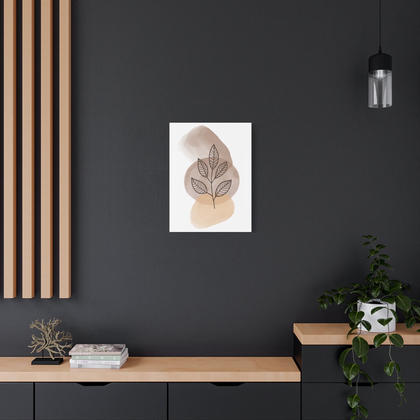 Brown Modern Botanical Wall Art Set 1.2 - Matte Canvas Decor with Minimalist Leaf Design
