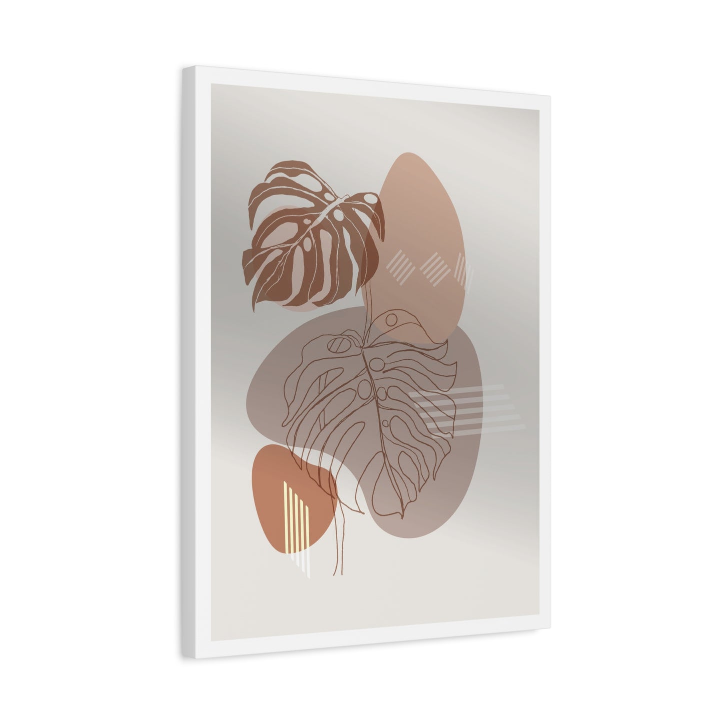 Brown Leaf Wall Painting Set 1.1 - Matte Canvas Decor with Minimalist Leaf Design