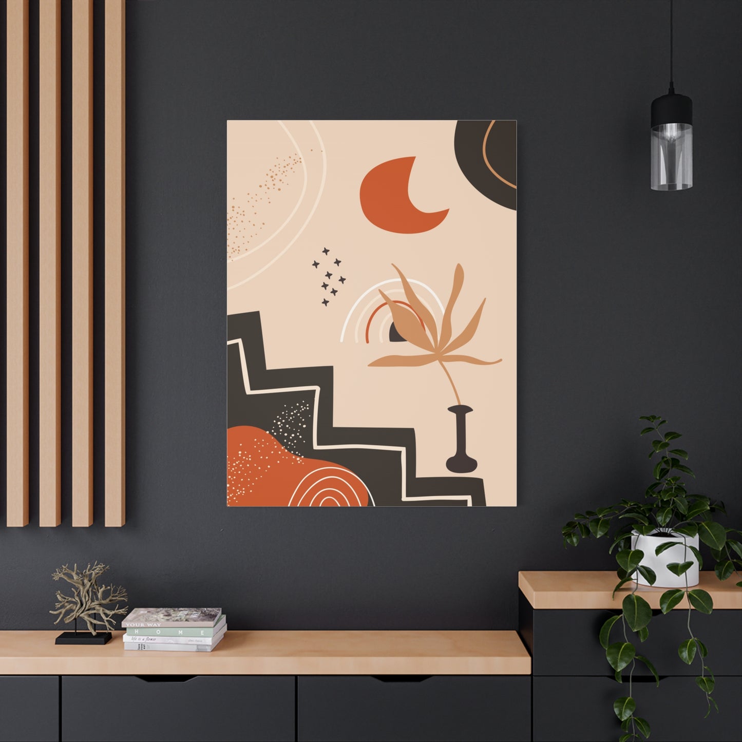 Boheme Luna  Art Set 1.2 - Matte Canvas Decor with Minimalist Leaf Design