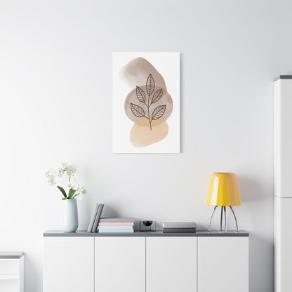 Brown Botanical Wall Art Set 1.2 - Matte Canvas Decor with Minimalist Leaf Design