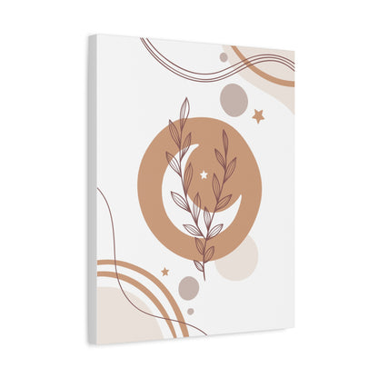 Sunset Botanica Art 1.1 - Matte Canvas Decor with Minimalist Leaf Design