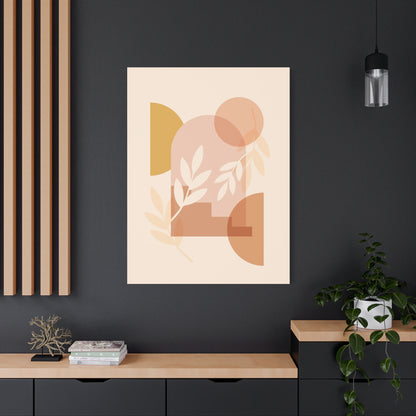Abstract Terracotta Botanical Art Set 1.1 - Matte Canvas Decor with Minimalist Leaf Design