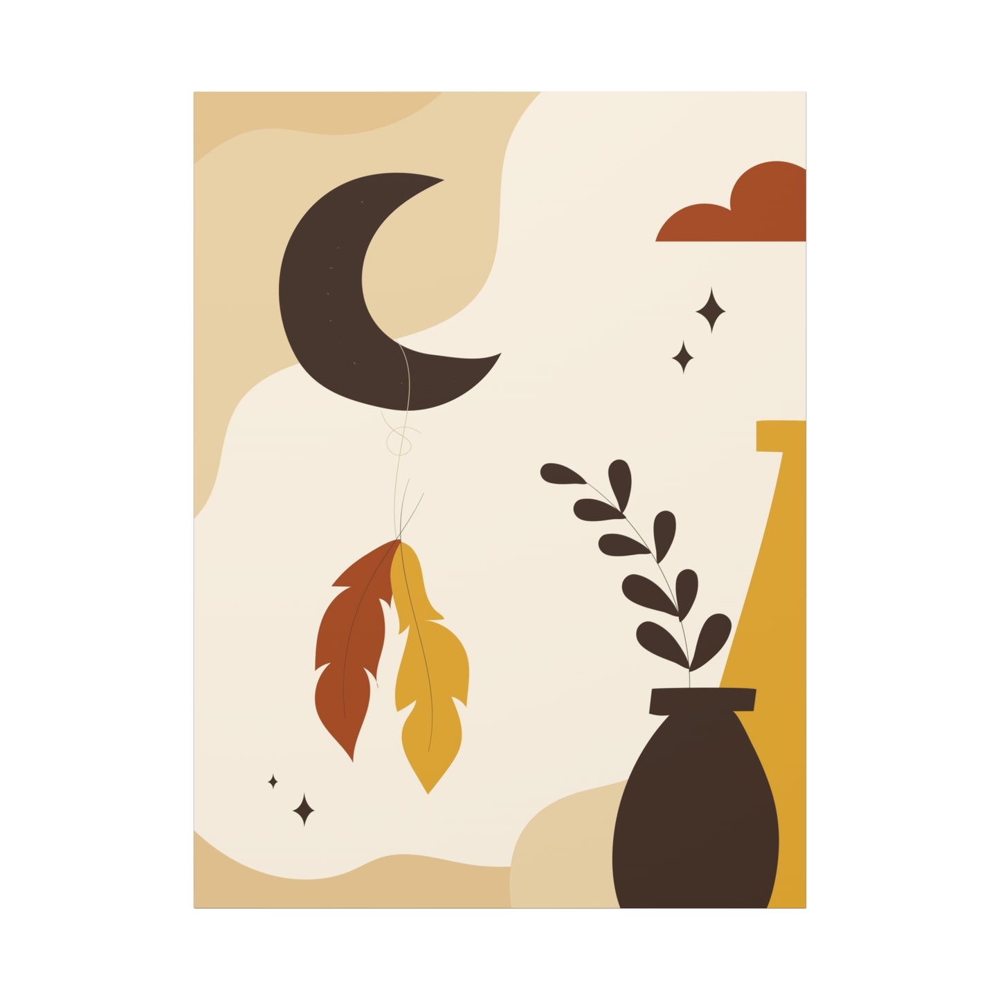 Nocturne Petal Art Set 1.2 - Matte Canvas Decor with Minimalist Leaf Design