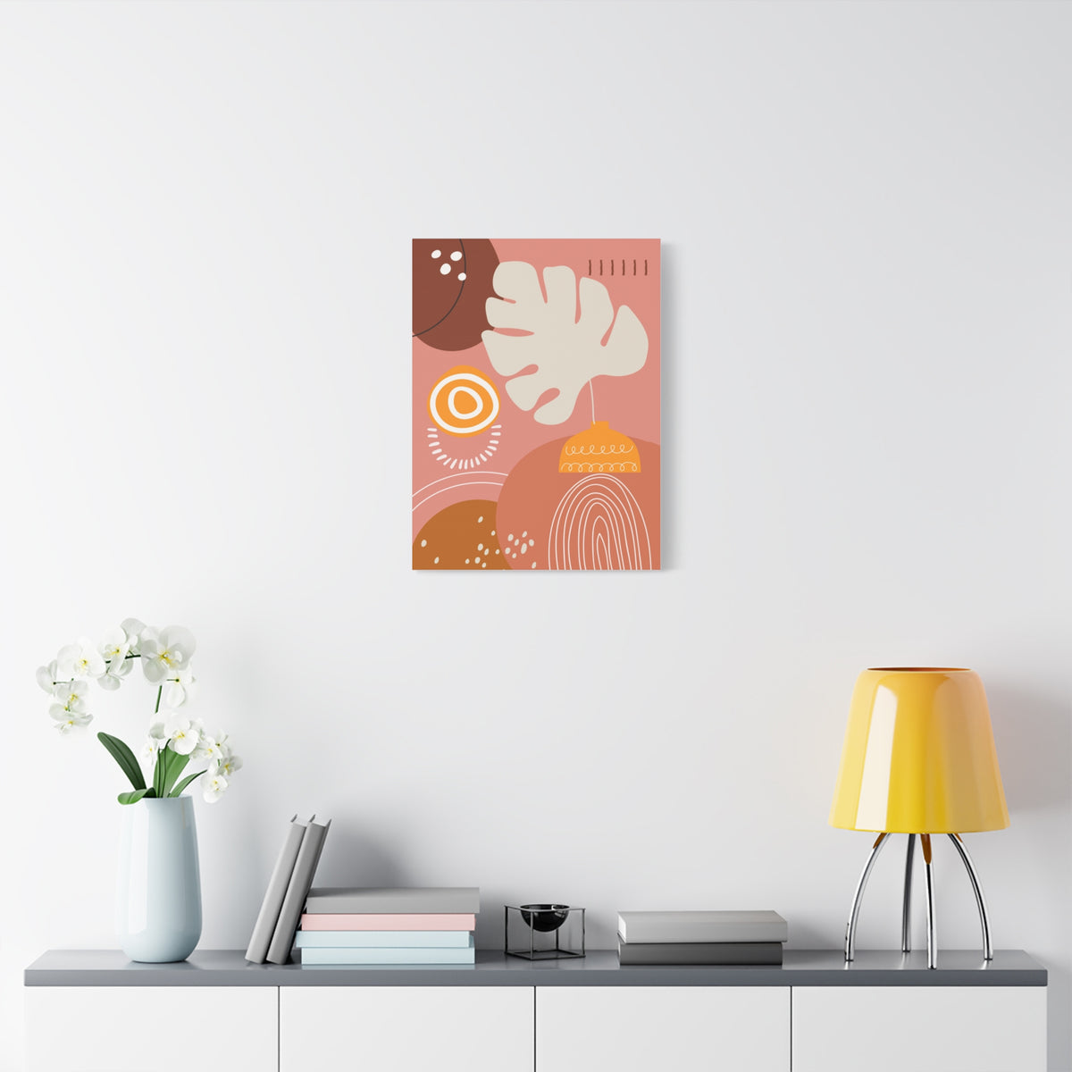 Wander Vase Art Set 1.3 - Matte Canvas Decor with Minimalist Leaf Design