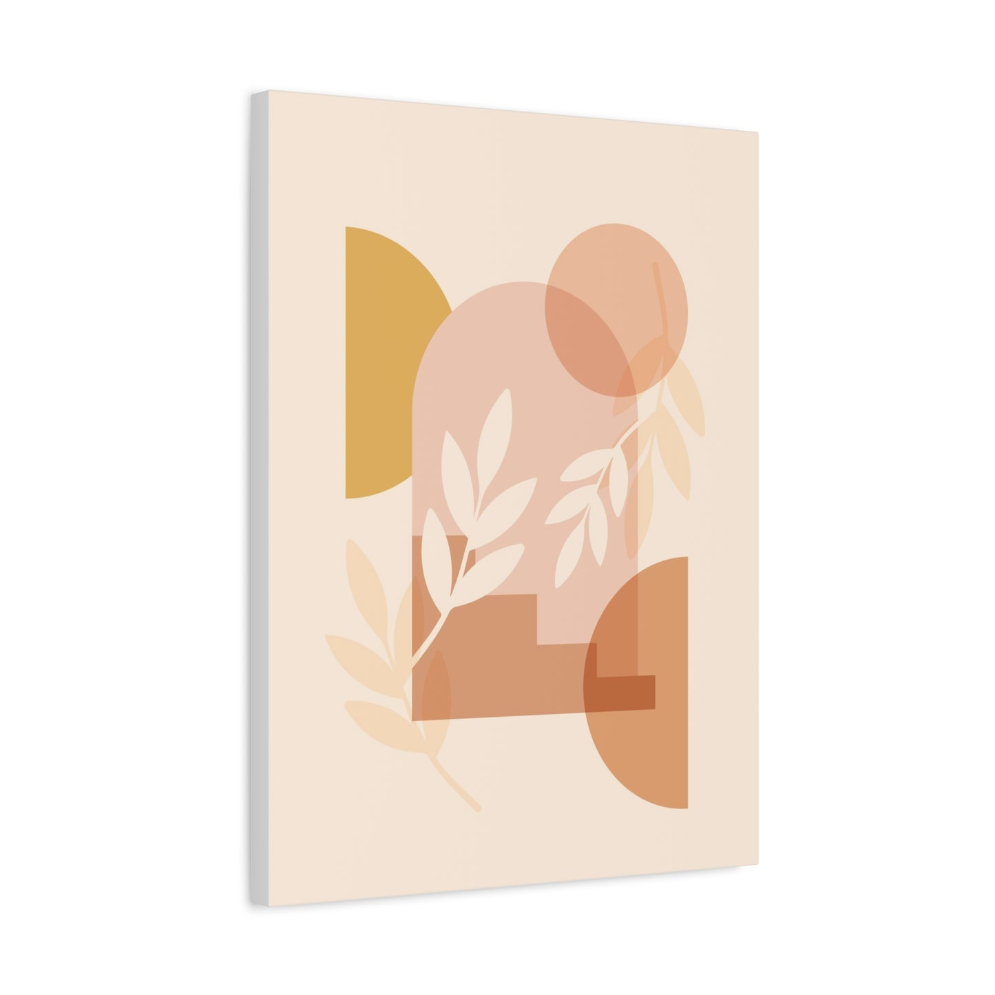 Abstract Terracotta Botanical Art Set 1.1 - Matte Canvas Decor with Minimalist Leaf Design