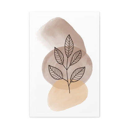 Brown Botanical Wall Art Set 1.2 - Matte Canvas Decor with Minimalist Leaf Design