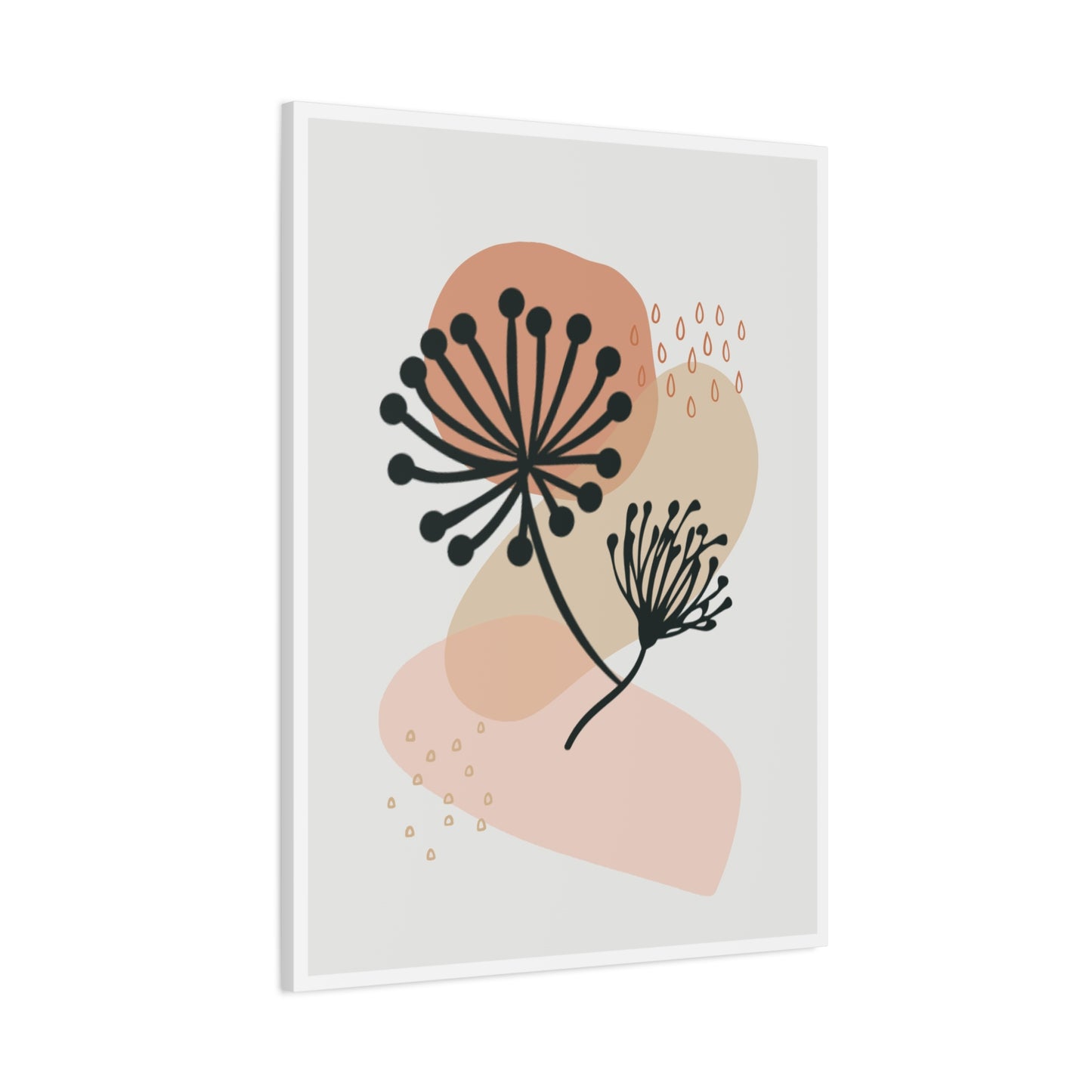Pink Minimal  Flower Art Set 1.1 - Matte Canvas Decor with Minimalist Leaf Design