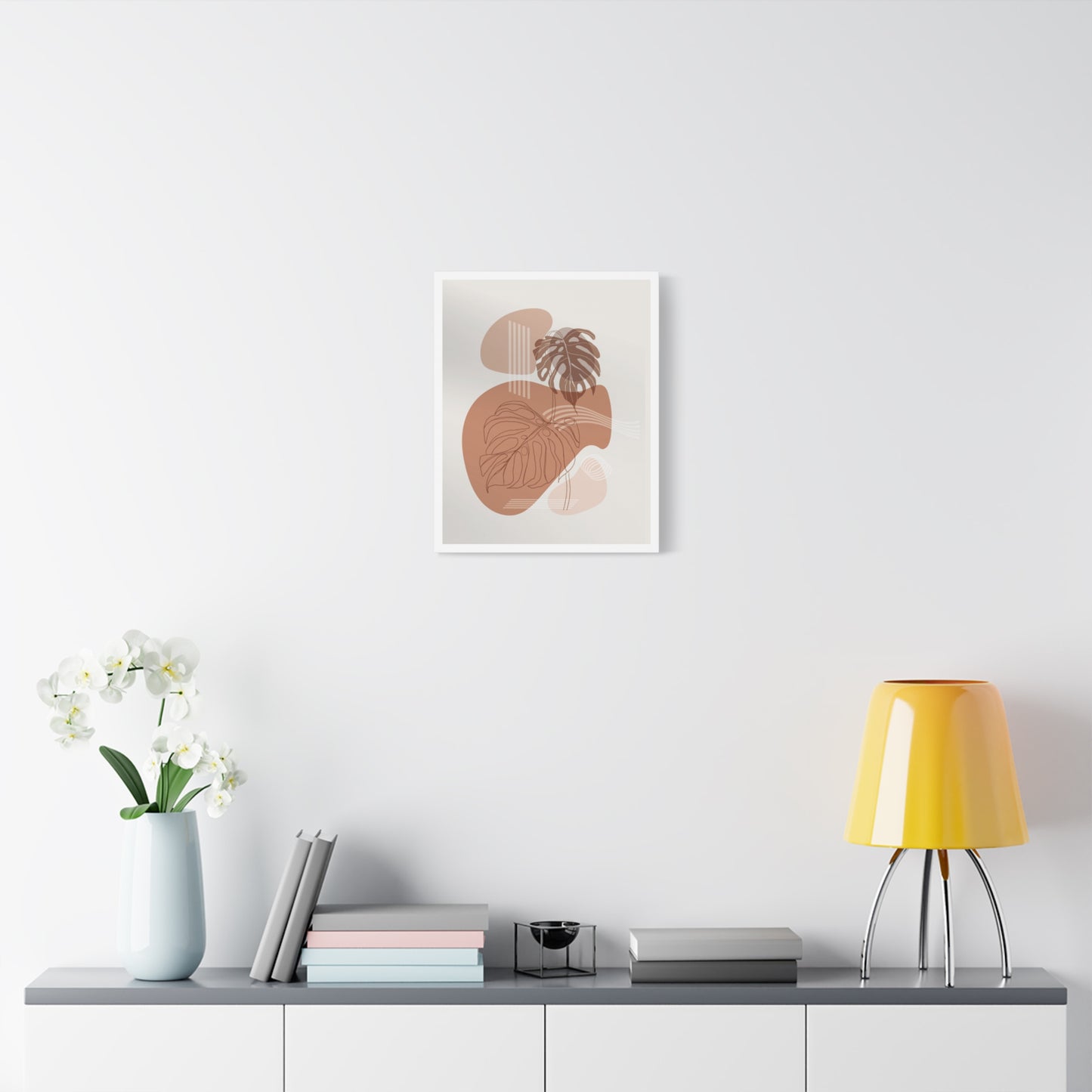 Brown Leaf Wall Painting Set 1.3 - Matte Canvas Decor with Minimalist Leaf Design