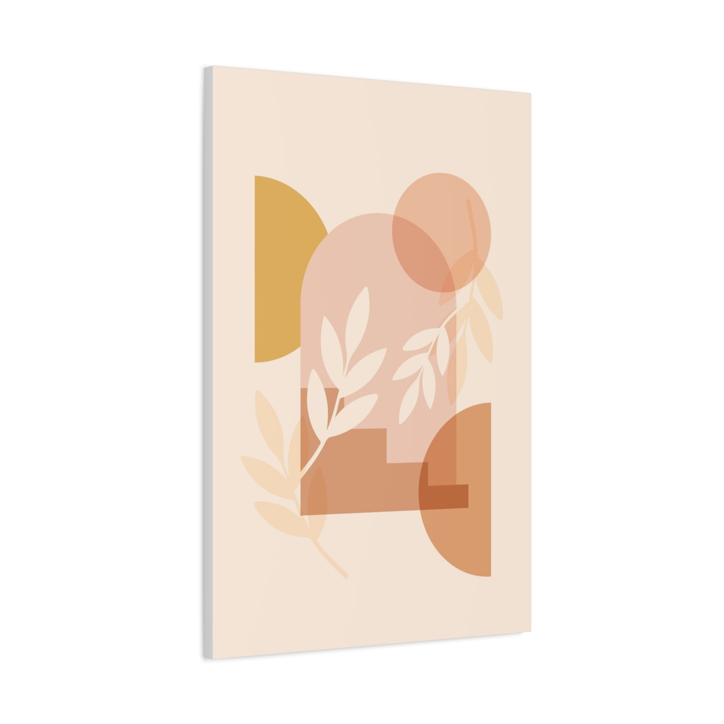 Abstract Terracotta Botanical Art Set 1.1 - Matte Canvas Decor with Minimalist Leaf Design