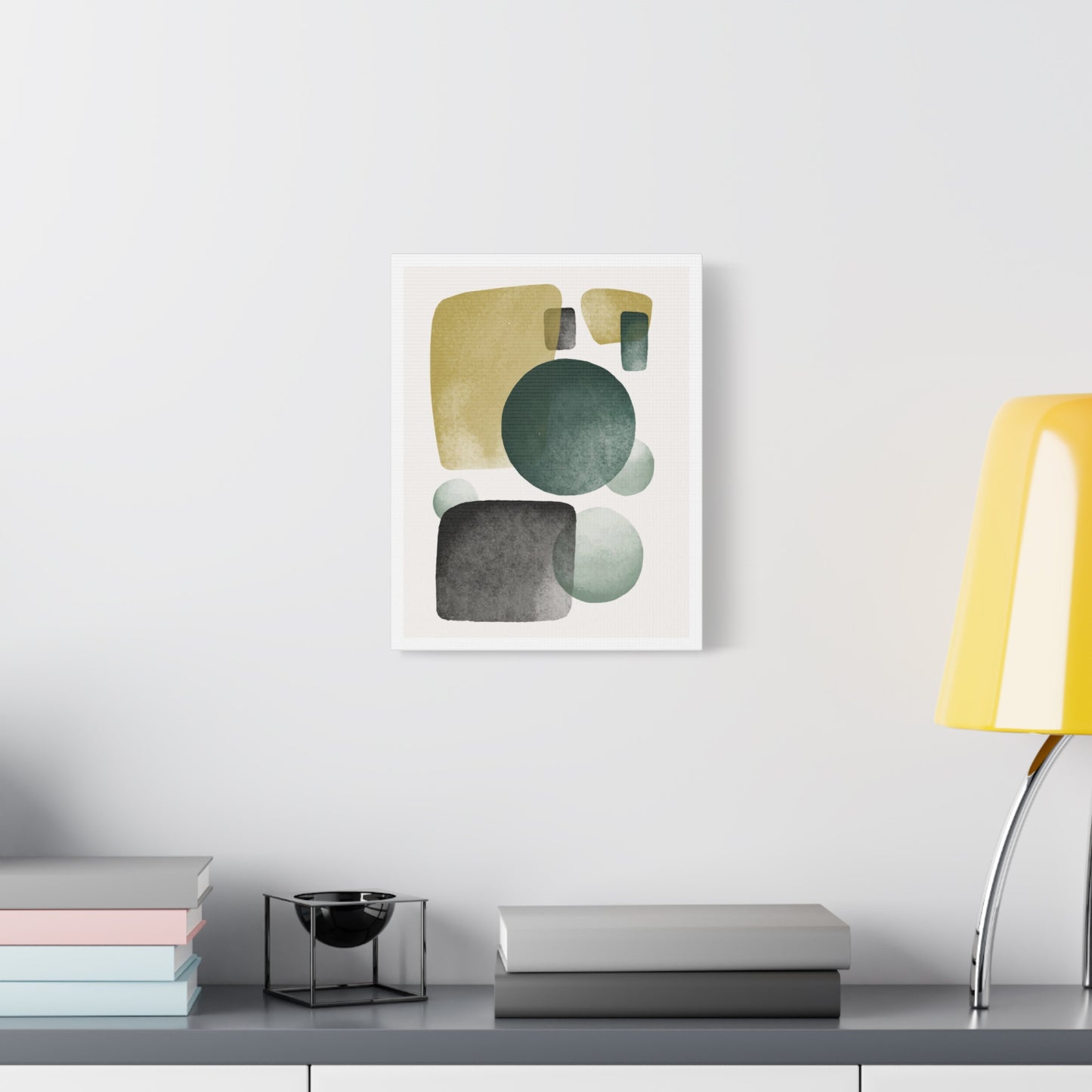 Army Green Art Set 1.1 - Matte Canvas Decor with Minimalist Leaf Design