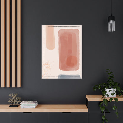 Pink Water Minimal Art Set 1.3 - Matte Canvas Decor with Minimalist Leaf Design