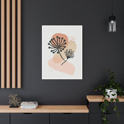Pink Minimal  Flower Art Set 1.1 - Matte Canvas Decor with Minimalist Leaf Design