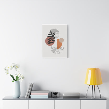 Orange Tone Flower Art Set 1.3 - Matte Canvas Decor with Minimalist Leaf Design