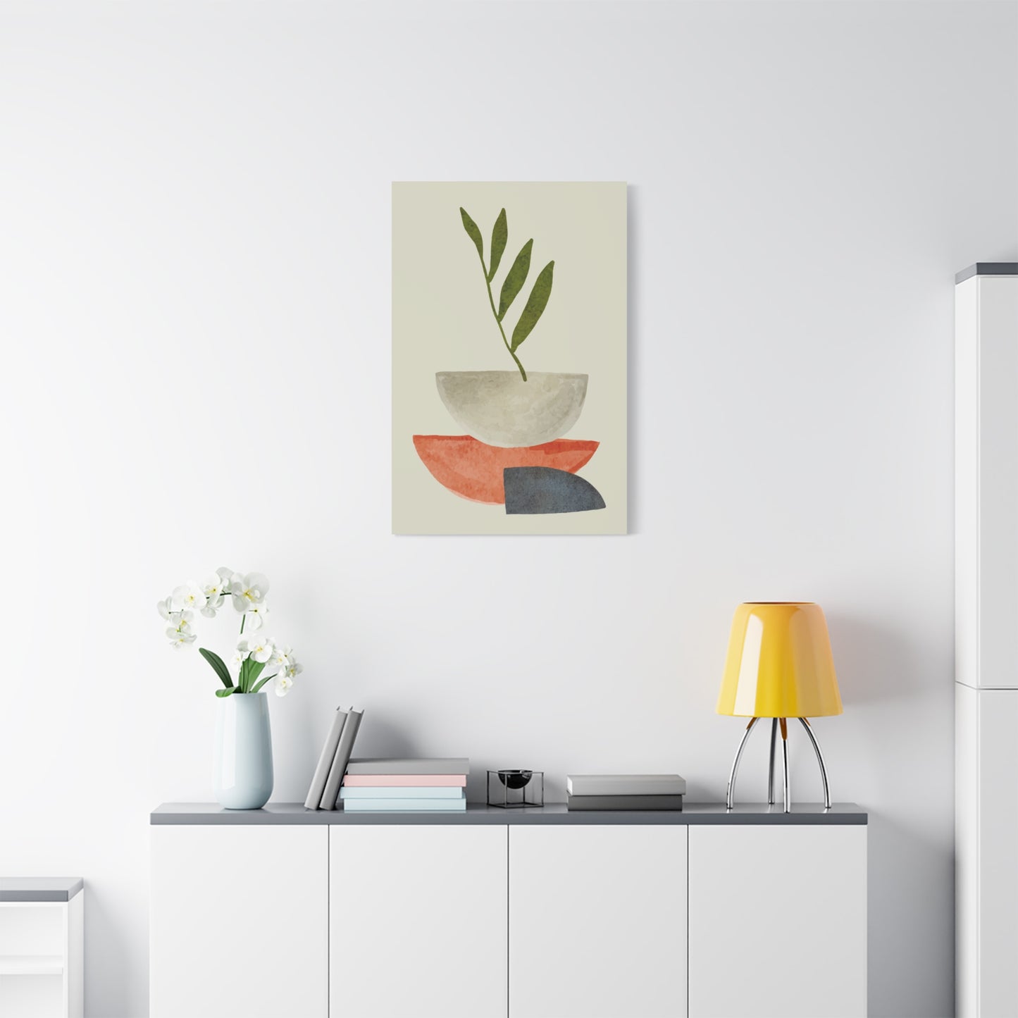Flower Wall Art Set 1.3 - Matte Canvas Decor with Minimalist Leaf Design