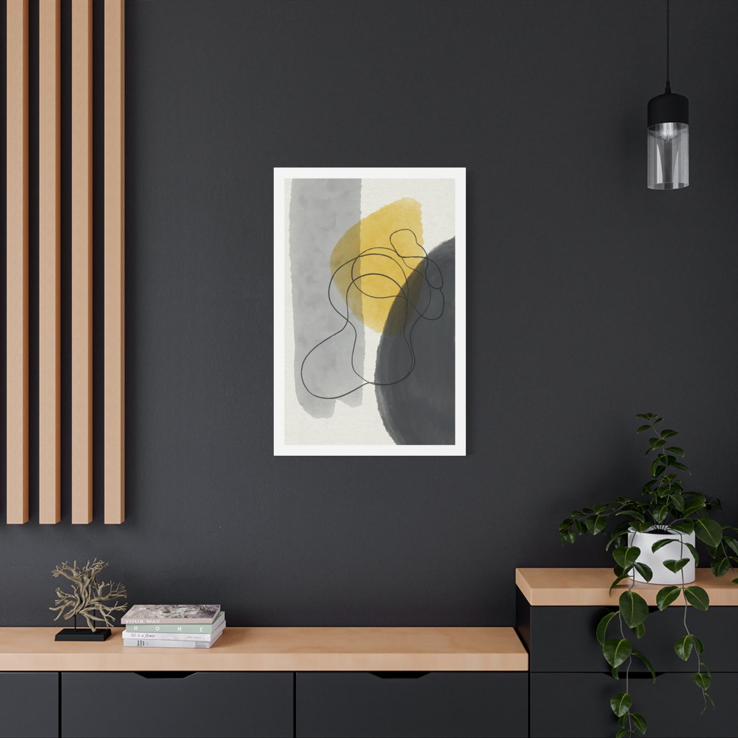 Gold Watercolor Wall Art Set 1.2 - Matte Canvas Decor with Minimalist Leaf Design