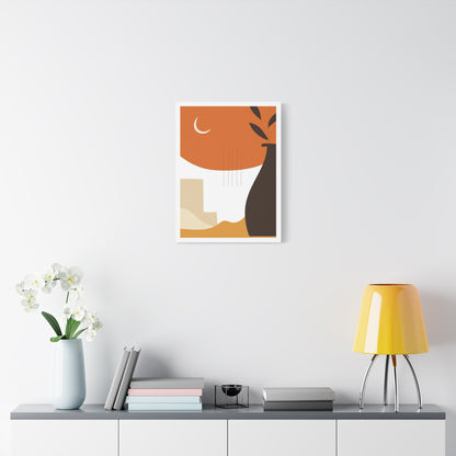 Lunar Bloom Art Set 1.3 - Matte Canvas Decor with Minimalist Leaf Design