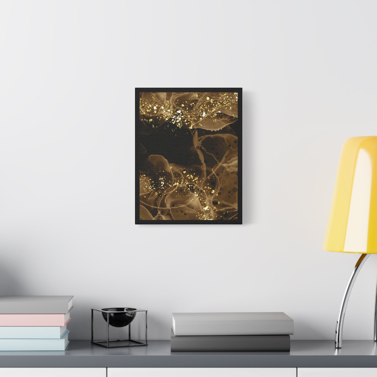 Gold Dust Art Set 1.3 - Matte Canvas Decor with Minimalist Leaf Design