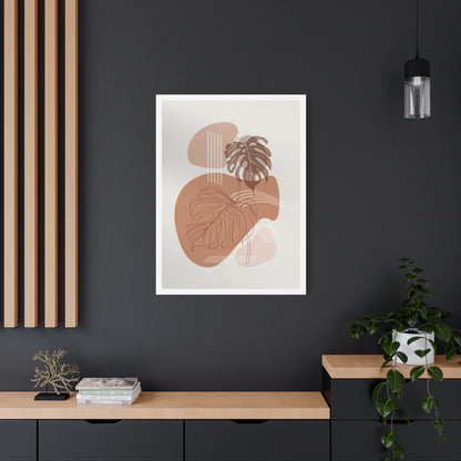 Brown Leaf Wall Painting Set 1.3 - Matte Canvas Decor with Minimalist Leaf Design