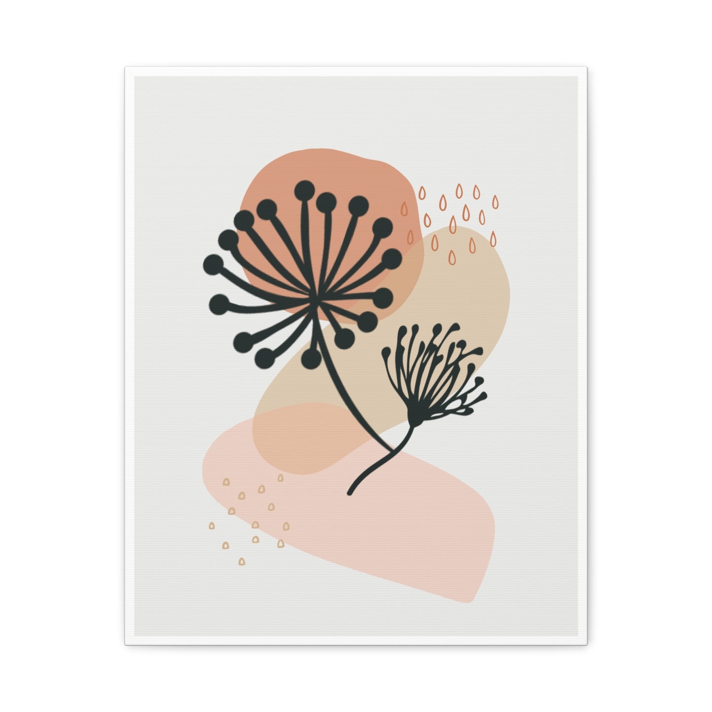 Pink Minimal  Flower Art Set 1.1 - Matte Canvas Decor with Minimalist Leaf Design