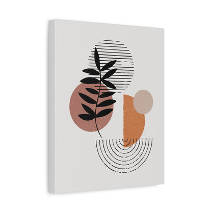 Orange Tone Flower Art Set 1.3 - Matte Canvas Decor with Minimalist Leaf Design
