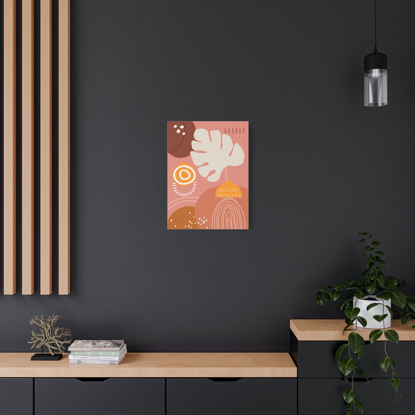 Wander Vase Art Set 1.3 - Matte Canvas Decor with Minimalist Leaf Design