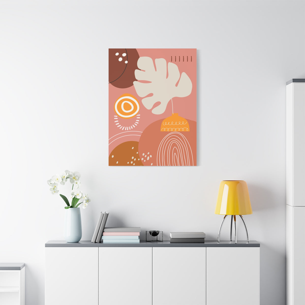 Wander Vase Art Set 1.3 - Matte Canvas Decor with Minimalist Leaf Design