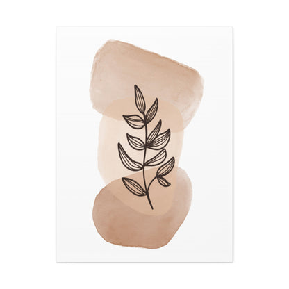 Brown Botanical Wall Art Set 1.1 - Matte Canvas Decor with Minimalist Leaf Design