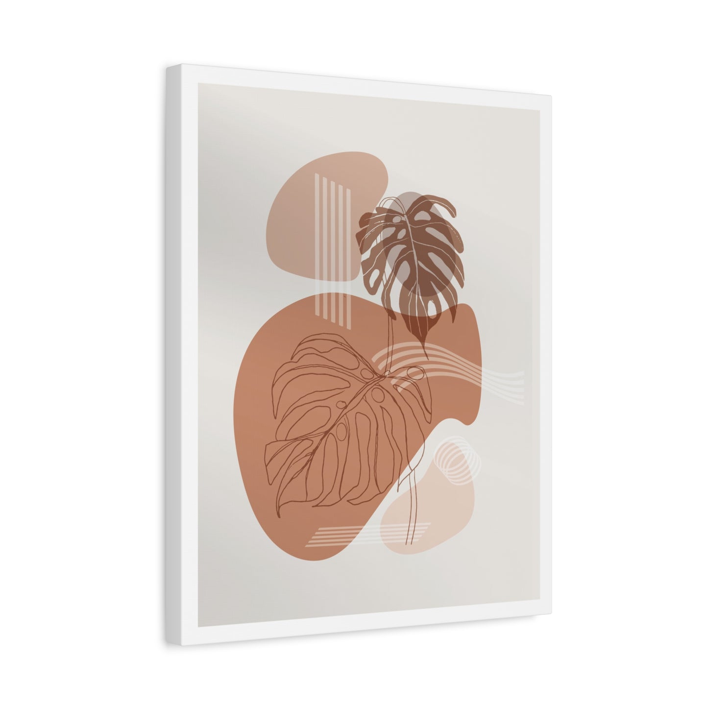Brown Leaf Wall Painting Set 1.3 - Matte Canvas Decor with Minimalist Leaf Design