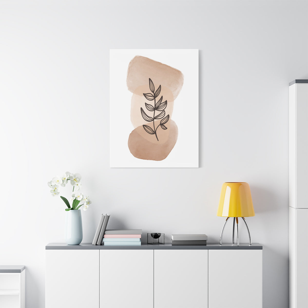 Brown Botanical Wall Art Set 1.1 - Matte Canvas Decor with Minimalist Leaf Design