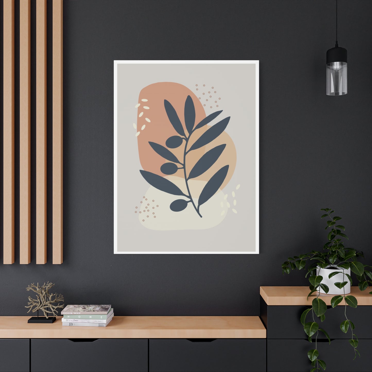 Pink Minimal  Flower Art Set 1.3 - Matte Canvas Decor with Minimalist Leaf Design