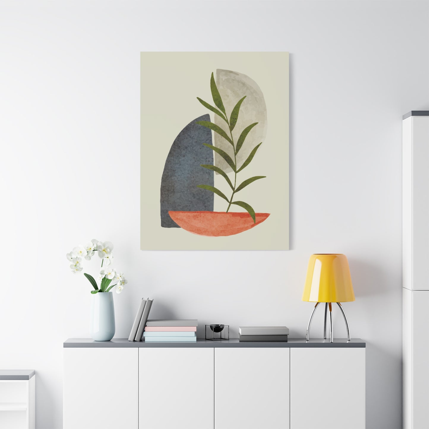 Flower Wall Art Set 1.2 - Matte Canvas Decor with Minimalist Leaf Design
