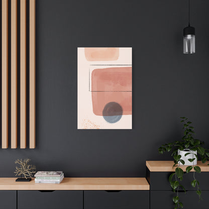 Pink Water Minimal Art Set 1.2 - Matte Canvas Decor with Minimalist Leaf Design