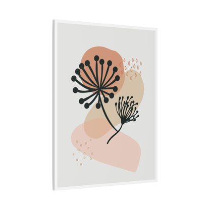 Pink Minimal  Flower Art Set 1.1 - Matte Canvas Decor with Minimalist Leaf Design