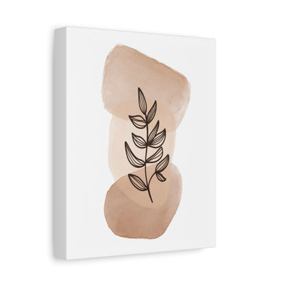 Brown Botanical Wall Art Set 1.1 - Matte Canvas Decor with Minimalist Leaf Design