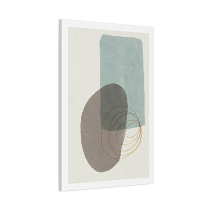 Blue Tone Watercolor Brush Art Set 1.1 - Matte Canvas Decor with Minimalist Leaf Design
