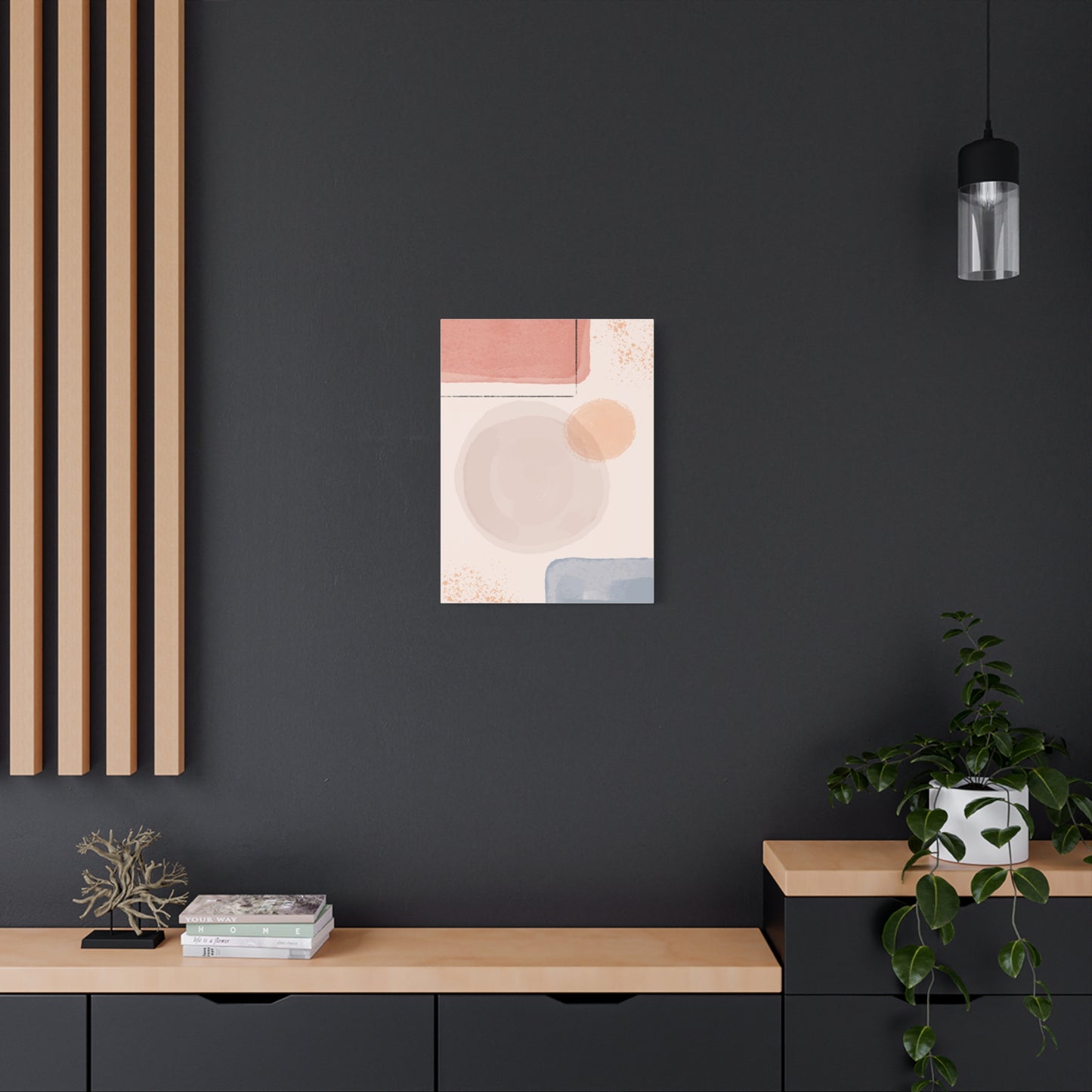 Pink Water Minimal Art Set 1.1 - Matte Canvas Decor with Minimalist Leaf Design