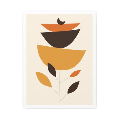 Lunar Bloom Art Set 1.2 - Matte Canvas Decor with Minimalist Leaf Design